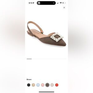 Journee Collection Brown Flats with Pearl Design